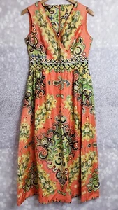 Mod Leveless Midi Kleid maßgeschneidert Empire Taille korallengrün Druck Kleid - Bild 1 von 12