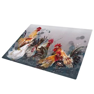 Glass Chopping Board Kitchen Worktop Protector Saver Grey Red Brown Chicken - Picture 1 of 3
