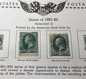 GEORGE WASHINGTON STAMP 1882 Scott #207 - 3 cent HINGED (2) - Picture 1 of 9