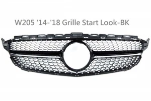 Front Grille Shiny Black Star Look Fit For '2014-'2018 BENZ W205 C-Class A Style - Imagen 1 de 2