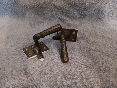 Lot 2 Antique Brass Casement Window Sash Octagon Latch Lock No Screws/Strike VTG Cover