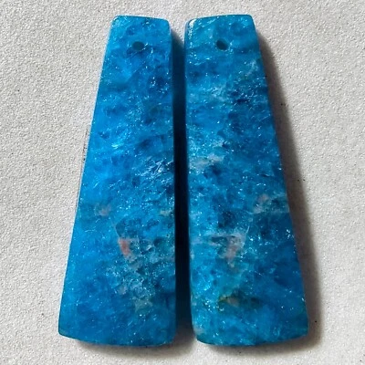Par de piedras preciosas de cabujón perforadas con apatita azul natural de 31 quilates 32,8 X 11,6 mm 29 Foto 1 de 2