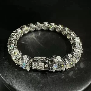 55Ctw Round Lab Created Diamond 14k White Gold Plated Silver 9mm Tennis Bracelet - Picture 1 of 12