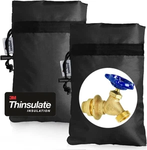 Outdoor Faucet Cover Winter Freeze Protection 3M Thinsulate Insulated 2 Pack - Picture 1 of 5