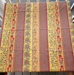 Vent du Sud Provence France Cotton Round Tablecloth Poppies Olives Acorns 55 in - Picture 1 of 8