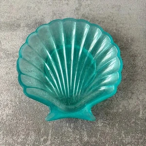 Piattino conchiglia porta gioielli e anelli verde acqua glitterato - Foto 1 di 4