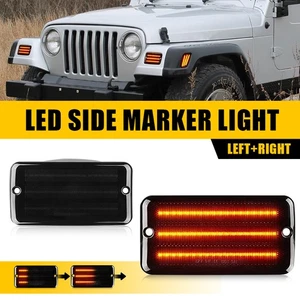 Dynamic Front LED Side Bumper Marker Signal Light For 1997-2006 Jeep TJ Wrangler - Picture 1 of 14