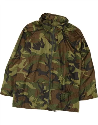 VINTAGE Mens Loose Fit Rain Jacket UK 38 Medium Khaki Camouflage Polyester AM14 - Image 1 of 3