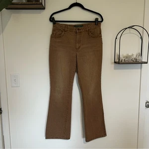 Pantalones de mezclilla Ralph Lauren Jeans Co marrón claro 100 % algodón con tachuelas talla 8 - Imagen 1 de 6