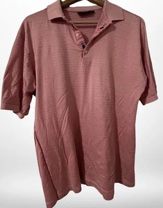 VTG Bobby Jones Polo Shirt Stripes Mens L Pink Made in Italy - Embroidered LOGO - Picture 1 of 9