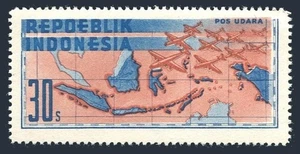 Indonesien C14, postfrisch. Luftpost 1949. Karte. Schiffe. - Bild 1 von 1