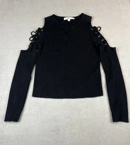 Damen schwarzes Shirt Gr. M Cold Shoulder zum Binden Gothic Whimsigoth Witchy Vollkreis - Bild 1 von 9