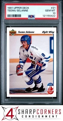 Teemu Selanne RC HOF 1991 cubierta superior PSA 10 Foto 1 de 3
