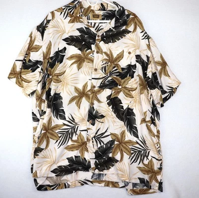 Camisa The Foundry Supply Co Para Hombres 2XL Beige Hawaiano Aloha Floral Abotonada Campamento Foto 1 de 4