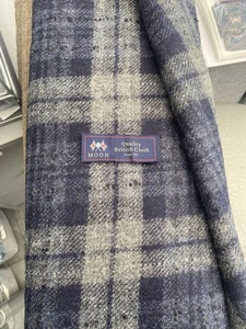 Abraham moon blue check Wool tweed Fabric W-150Cm P/ Metre - Picture 1 of 3