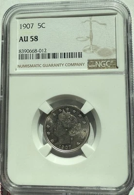 1907 Liberty V Nickel - Certified NGC AU58 - Almost Uncirculated - Image 1 of 4