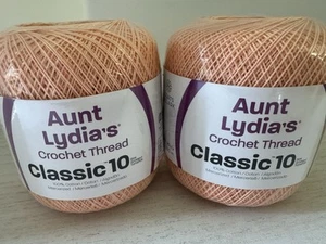 Hilo de ganchillo de algodón clásico de tía Lydia talla 10 ~ lote de 2 ~ melocotón claro 154-0424 - Imagen 1 de 6