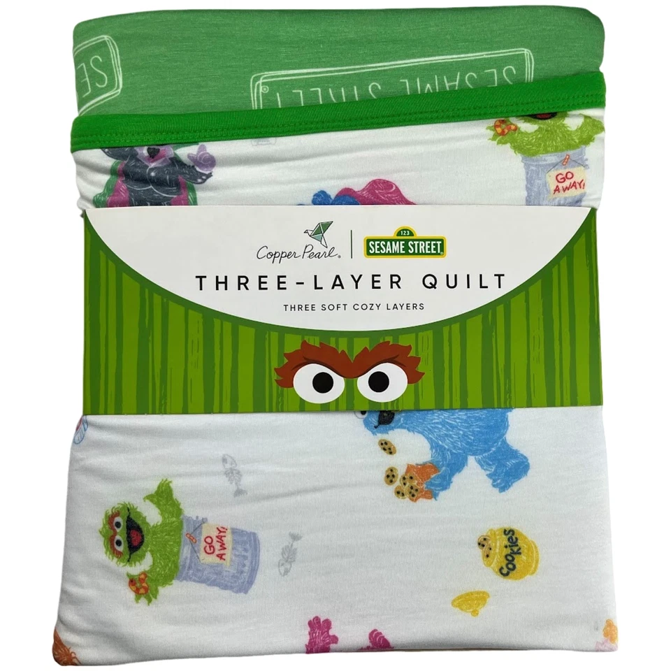 芝麻街 3 层被子婴儿幼儿毯铜珍珠柔软 46 英寸男女通用 — 第 1/4 张图片