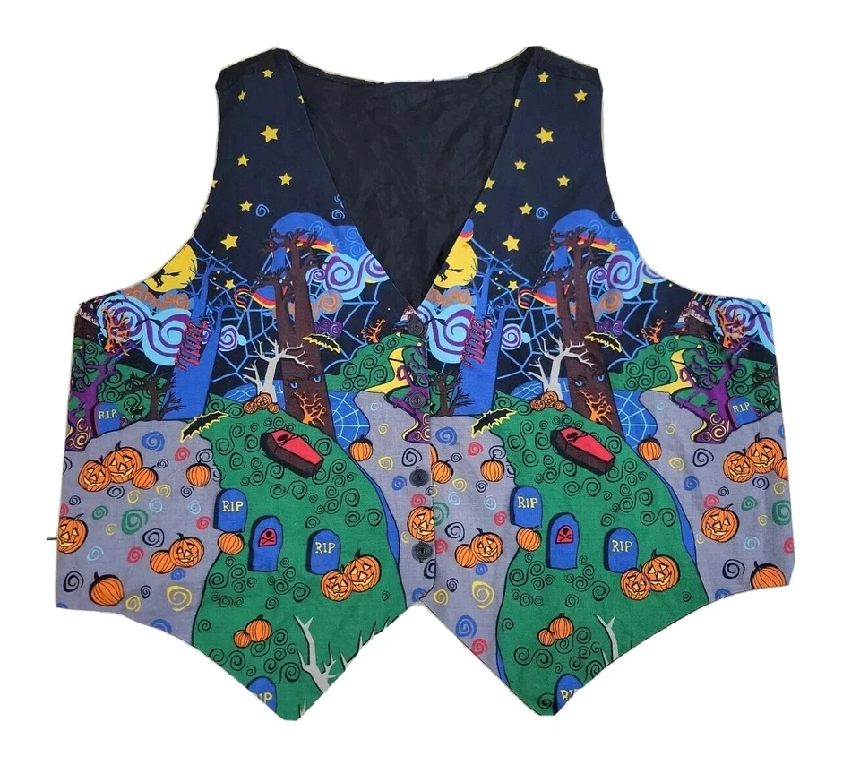 Basic Editions Plus Halloween Vest 2x Teach Spooky Holiday Party Womens Cute - Image 1 of 4