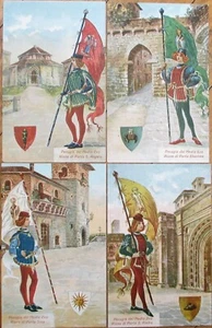 Perugia, Italy 1910 Postcard Set of Four, Medieval Flag Bearers Italian Views - Picture 1 of 1