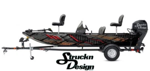 Distressed Black Smudge Rost Red Tech Fisch Bass Boot schwarz Aufkleber Wrap USA Vinyl - Bild 1 von 1
