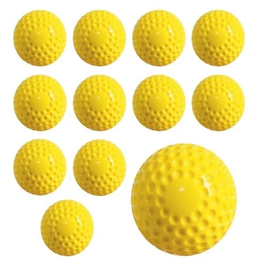 MÁQUINA DE LANZAMIENTO BÉISBOL Bolas Amarillas 9" con hoyuelos--UNA DOCENA (12) Foto 1 de 2