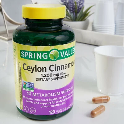 Vegetarian Halal Ceylon Cinnamon Capsule 1200mg High Potency Blood Sugar Support - Image 1 of 4