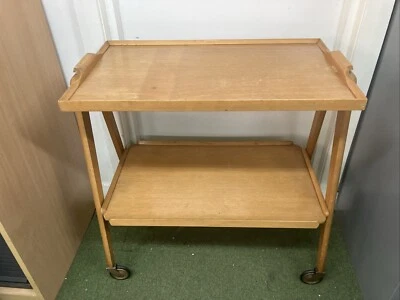 Remploy Vintage Wood Serving Tea Trolley / Cart On Wheels With Removable Tray - Image 1 of 4