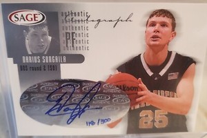 Darius Songaila Auto RC Autographed Card 2002 /300 Wake Forest Lithuania A28 SLV