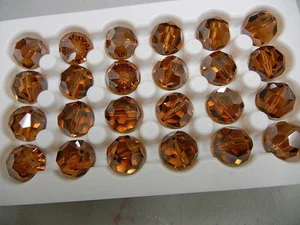 4 Swarovski Vintage Kristall Perlen, 14mm Topas Satin #5000 - Bild 1 von 2