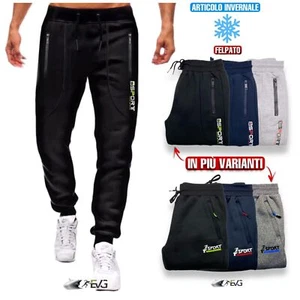 PANTALONE TUTA SPORT COMPLETAMENTE FELPATO POLSINI PALESTRA JOGGING CACCIA PESCA - Foto 1 di 34