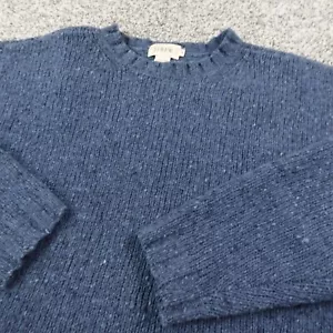 J Crew Sweater Mens M Blue Ragg Lambs Wool Pullover Knit Crewneck Sweatshirt - Picture 1 of 8