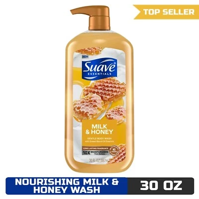 Suave Essentials Jabón Corporal Suave, Leche y Miel, 30 OZ Foto 1 de 4
