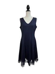 Chetta B Womens Navy Blue Bottom Crochet Accent Dress 10 - Picture 1 of 4