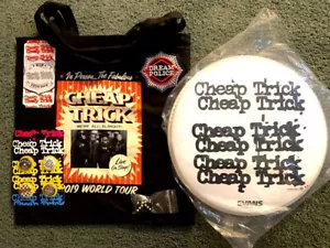 CHEAP TRICK ROCK 'N ROLL COLLECTIBLES TOTE BAG, DRUM HEAD, DICE, PATCH & BUTTONS - Picture 1 of 1