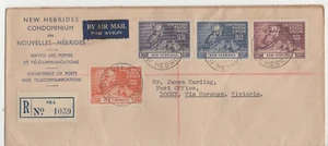 Stamps New Hebrides, registered FDC UPU to Victoria 1952 - Picture 1 of 2