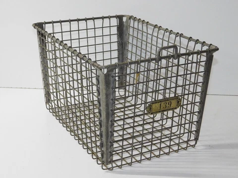 Vtg Lyon Metal Number 139 Industrial Modern Gym Locker Storage Wire Basket Bin Cover