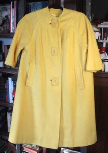 Cappotto donna tweed giallo manica 1/2 vintage anni 50 artigianato giovanile adolescente/adulto - Foto 1 di 9