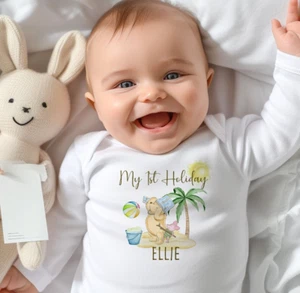 Conjunto de traje mameluco de bebé First Holiday personalizado, ropa de calidad para niños pequeños - Imagen 1 de 2