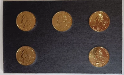 First Commemorative Mint 24 K GOLD PLATED STATE QUARTERS 1999-2004 IN DISPLAY - Image 1 of 4