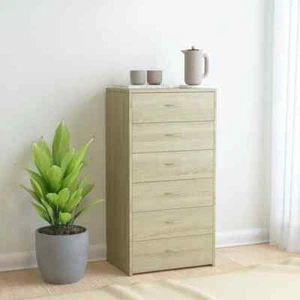 vidaXL Sideboard with 6 Drawers Sonoma Oak 50x34x96 cm Engineered Wood - Picture 1 of 6