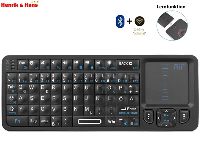 Mini Bluetooth Kabellos Tastatur Touchpad Wireless Keyboard Fernbedienung, Rii - Bild 1 von 4