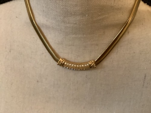 Collana Christian Dior vintage catena serpente con disegno cristallo