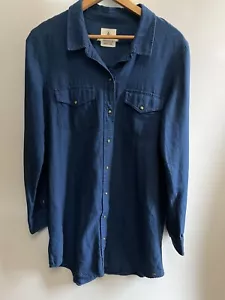 Volcom Denim Snap Long Sleeve Shirt Sz L 14 Men Women - Picture 1 of 5