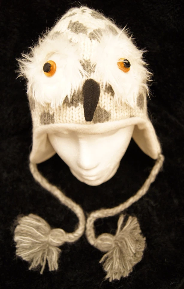 SOMBRERO BÚHO manchado deLux tejido ADULTO gris gorra FLC FORRADO pájaro disfraz Arroz toque Foto 1 de 4