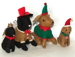 Set of 4 Target Bullseye’s Playground Crescent Christmas 6" Plush Dogs & Pups - Picture 1 of 3