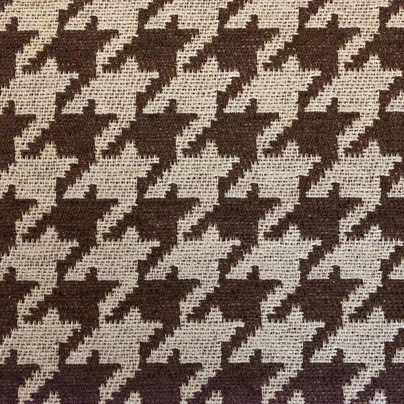 Chocolate houndstooth Chenille Upholstery Drapery fabric by the yard 54” Wide - Image 1 of 1