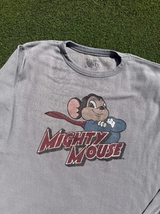 Might Mouse Herren graues Langarm Thermo Shirt Gr. XL cooler Grafikdruck - Bild 1 von 6