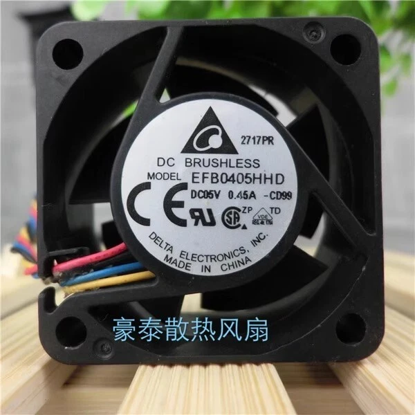 Delta EFB0405HHD 4020 DC5V 0.45A 4CM 4-Wire Dual Ball Cooling Fan - Image 1 of 1