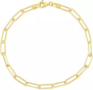 Floreo 14k Gelbgold 3,2 mm Lite Büroklammer Gliedkette Armband oder Fußkettchen - Bild 1 von 3